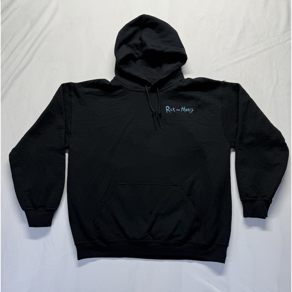 Rick & Morty Hoodie Adult swim Black Medium Graphic sweatshirt casual